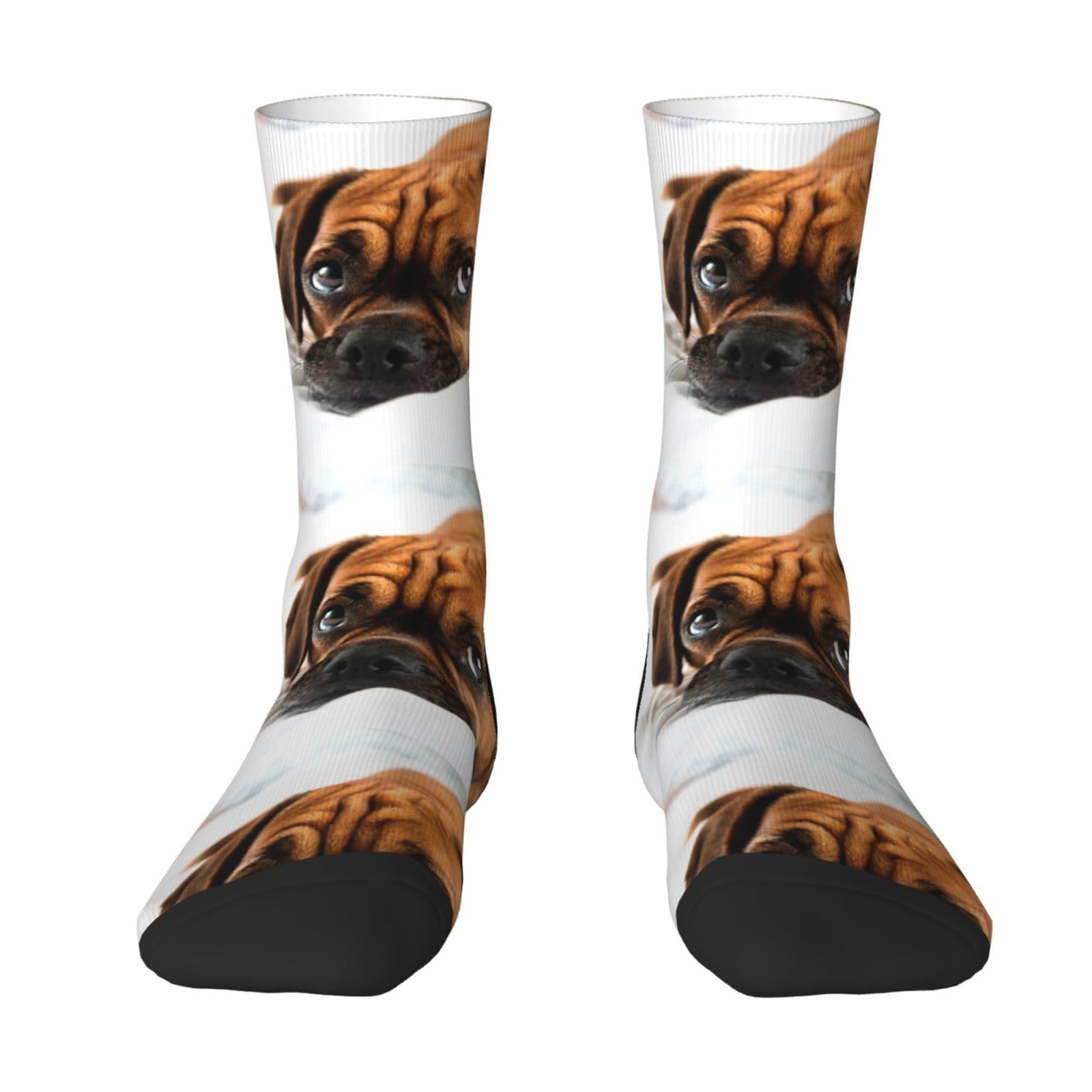 Yofien Unisex 2 Black-2 Puggle Puppy,Men's Moisture Wicking Breathable Cusioned Crew Socks For Women