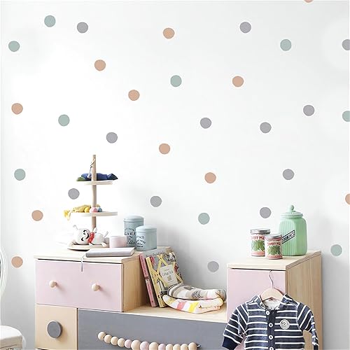 Miniatura 2 de Adhesivos de pared de lunares color gris y marrón, malva, vinilo extraíble, para guardería, niños, armario, refrigerador, sala de estar, habitación