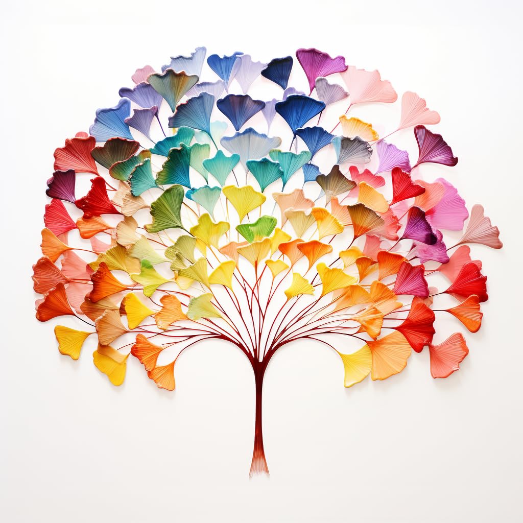 RAINBOW GINGKO WALL ART - CANVAS WRAP (FINE ART PAPER, LARGE)