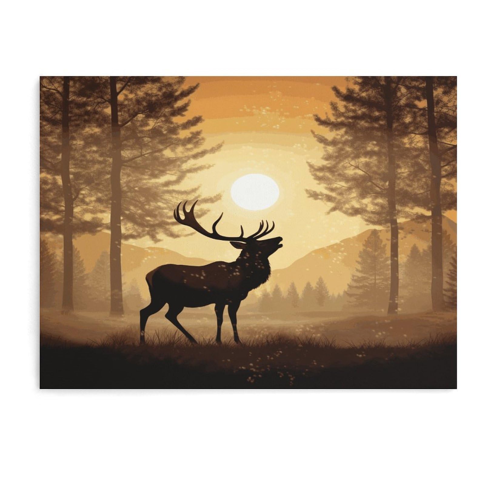 Fodpand Unframe-Style Elk Artwork Bathroom Wall Art Canvas Prints, Artwork For Walls For Living Room Hallway Stair Office Wall Decor, Pictures Home Decor 15.7X11.8 Inch