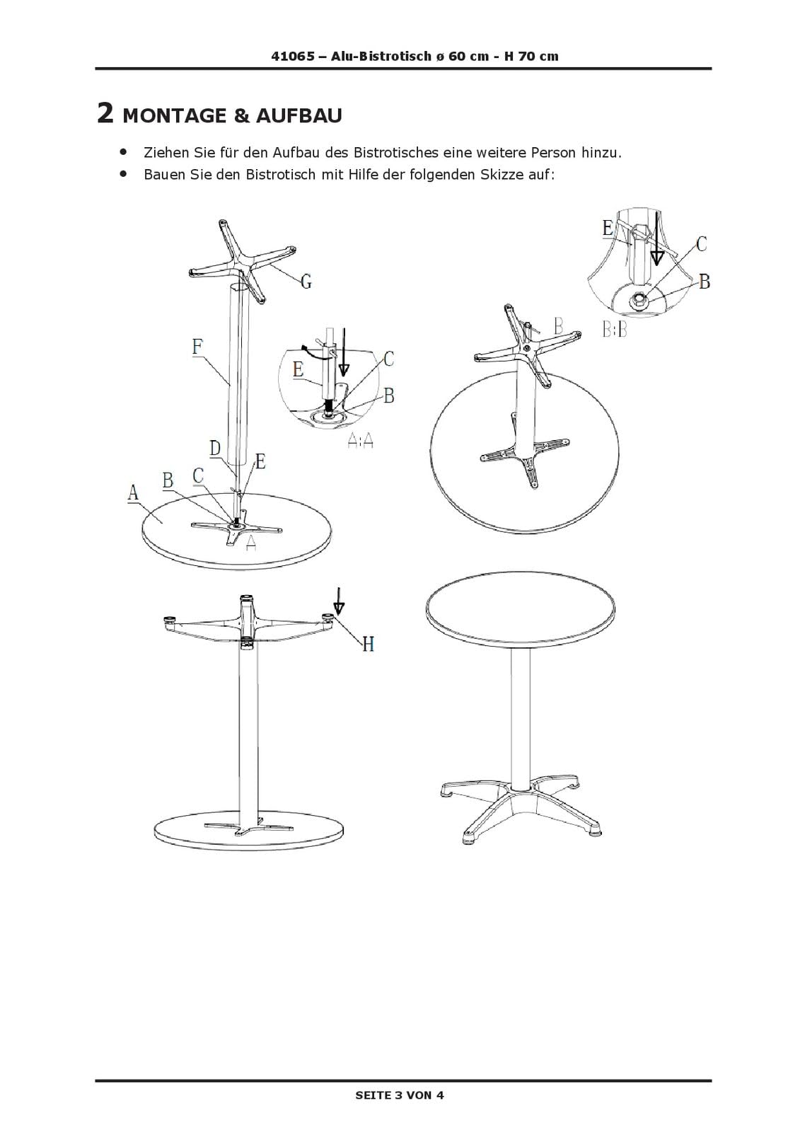 DEMA Alu Bistrotisch Beistelltisch Bartisch Gartentisch Tisch rund Ø 60 cm - H 70 cm