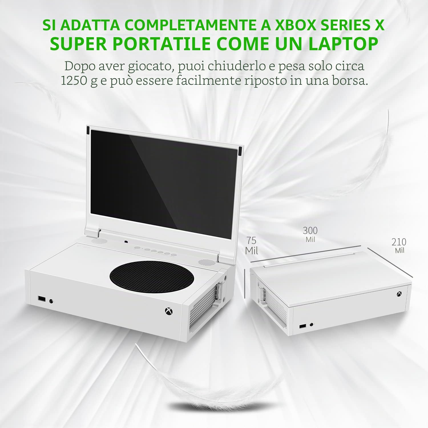 G-STORY 12,5” Monitor per Xbox Series S, Monitor Portatile FHD 1080P per Xbox Series S, Schermo IPS per Xbox Series S con Doppi Altoparlanti, HDMI, HDR, FreeSync, Modalità Gioco