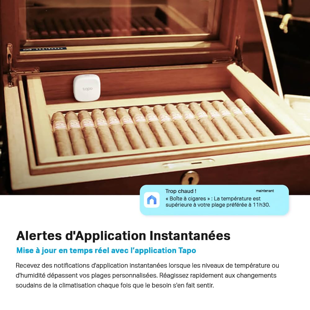 Tapo Détecteur de température et d'humidité connecté Tapo T310 avec Hub, durée de vie de la batterie de 1 an et plus, notification d'application instantanée