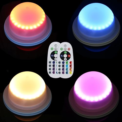 Paquete de 4 luces LED debajo de la mesa para fiestas, iluminación RGB para eventos para bodas, control remoto para mesa de cóctel, mesa de café,