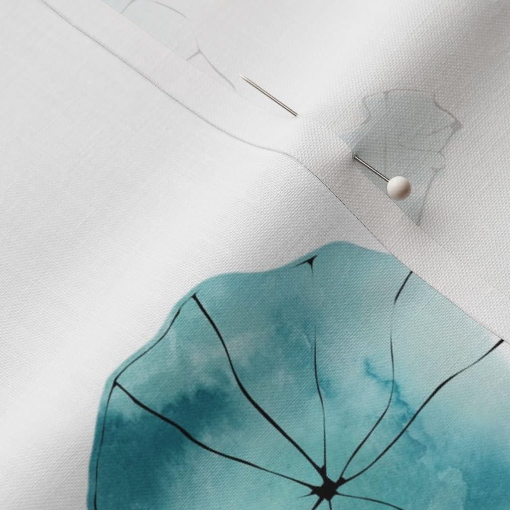 Spoonflower Fabric - Dragonfly Watercolor Lotus Floral Turquoise Blue Green Nature Printed on Petal Signature Cotton Fabric by The Yard - Sewing Quilting Apparel Crafts Decor