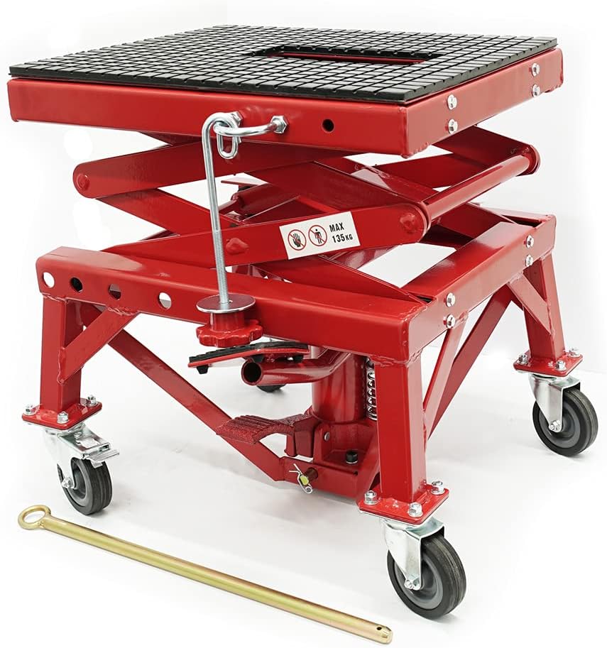 Amazon.co.jp WEIMALL バイクジャッキ バイクリフト 油圧駆動 バイクスタンド 足踏みペダル式 耐荷重136kg 車＆バイク