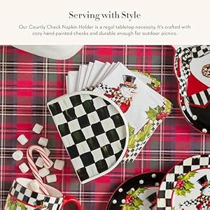 MACKENZIE-CHILDS Cocktail Napkin Holder, Kitchen Napkin Holder for Table and Countertop, Black-and-White Courtly Check MACKENZIE CHILDS Cocktail Napkin Holder Kitchen Napkin Holder for Table and Countertop Black and White Courtly Check
