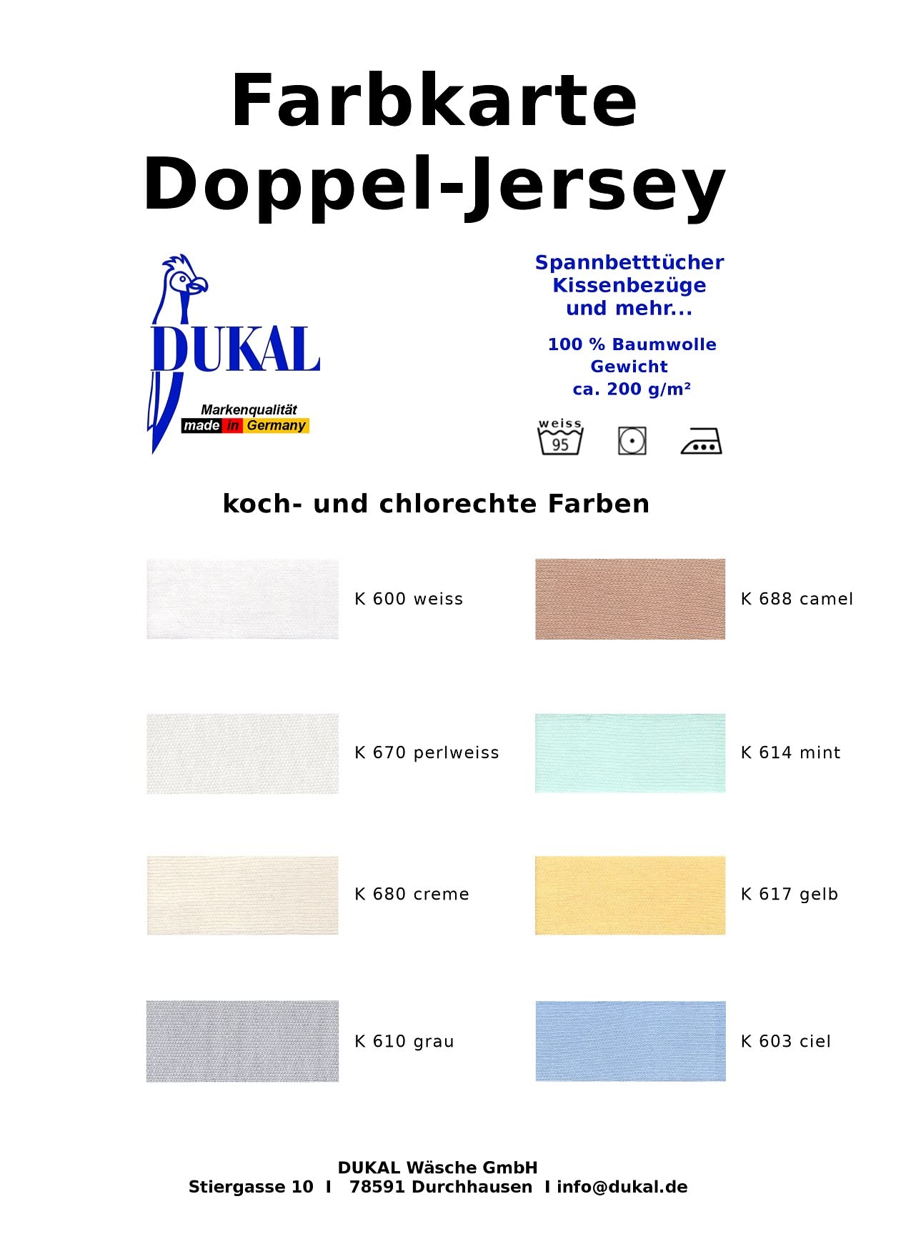 Dukal | Spannbettlaken kochecht | waschbar bei 95°C | 180-200 x 200 cm | aus hochwertigem DOPPEL-Jersey (100% Baumwolle) | Farbe: weiss