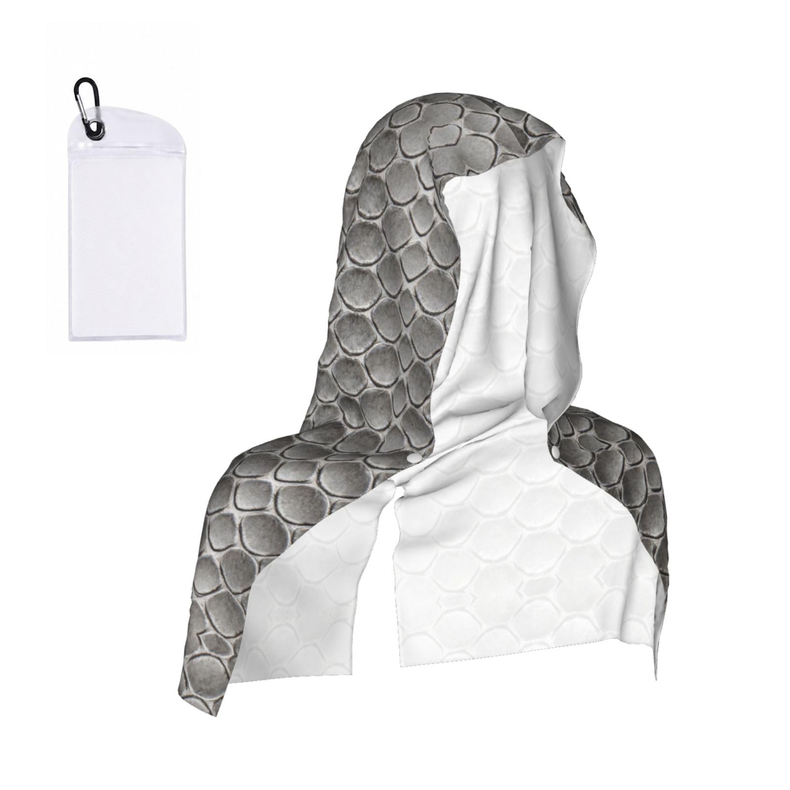 CNTDBU Gray Snakeskin Scale Cooling Towel Hooded-Instant Chill Neck Cover for Sports, UV Cooling Rag for Running Gym