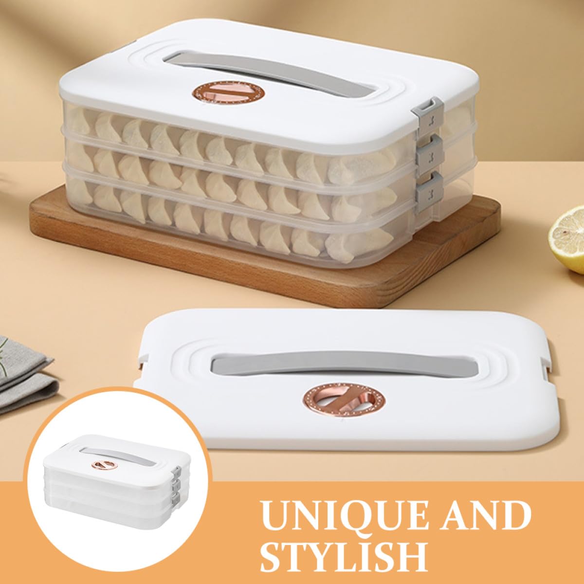Homoyoyo Caja de Almacenamiento para Congelador de 3 Capas Tapa, Organizador Fácil de Usar para Carne y Mariscos, Material Pp Blanco, Adecuado para Refrigeradores