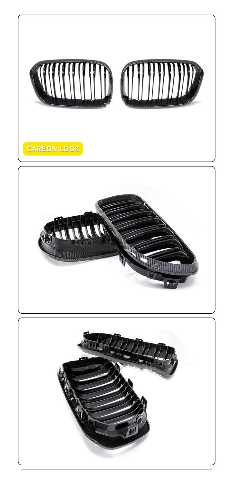 Griglia Anteriore Griglia Sportiva Doppio Rene per BMW F20 F21 120i 118i 116i 116d, per M135i, per M140i 2015, 2016, 2017, 2018, Hatchback, Nero Lucido Griglia Front Grille(Carbone Nero)