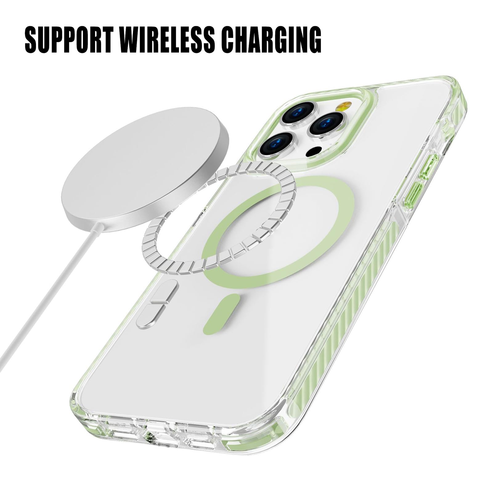 Magnetische Hülle für iPhone 16 Pro Max/16 Pro/16 Plus/16, PC Stoßfeste Handyhülle Support Kabelloses Laden rutschfest Schutzhülle,Schwarz,16