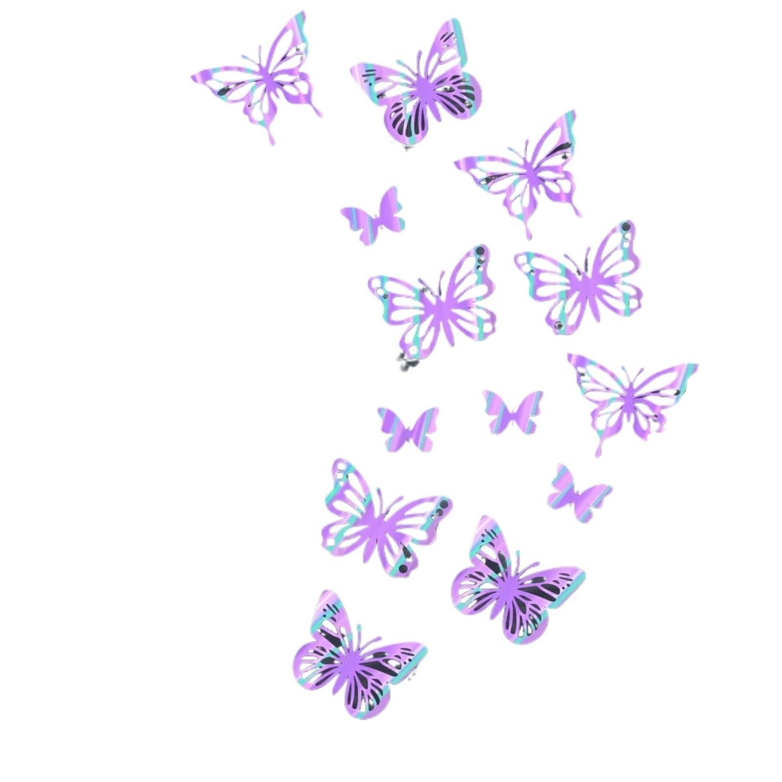 3D Butterfly Wall Decoration 12Pcs 3D Hollow Golden Silver Butterfly Wall Stickers Art Home Decorations Decals for Party Wedding Display(Purple)