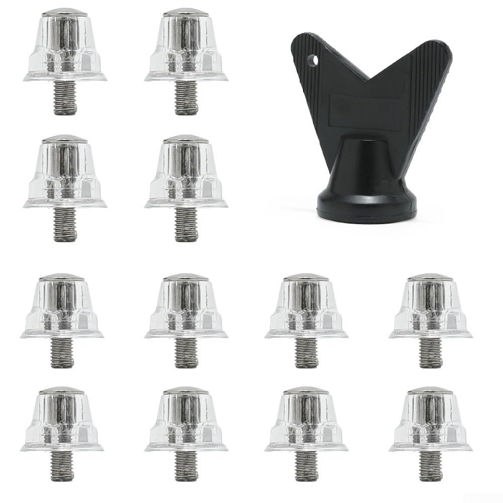 12 tacchetti di ricambio per scarpe da calcio, in lega di alluminio, filettatura da 5 mm, per scarpe da calcio, rugby, escursionismo, antiscivolo, trazione stabile, in diverse dimensioni (10 mm, 13 mm