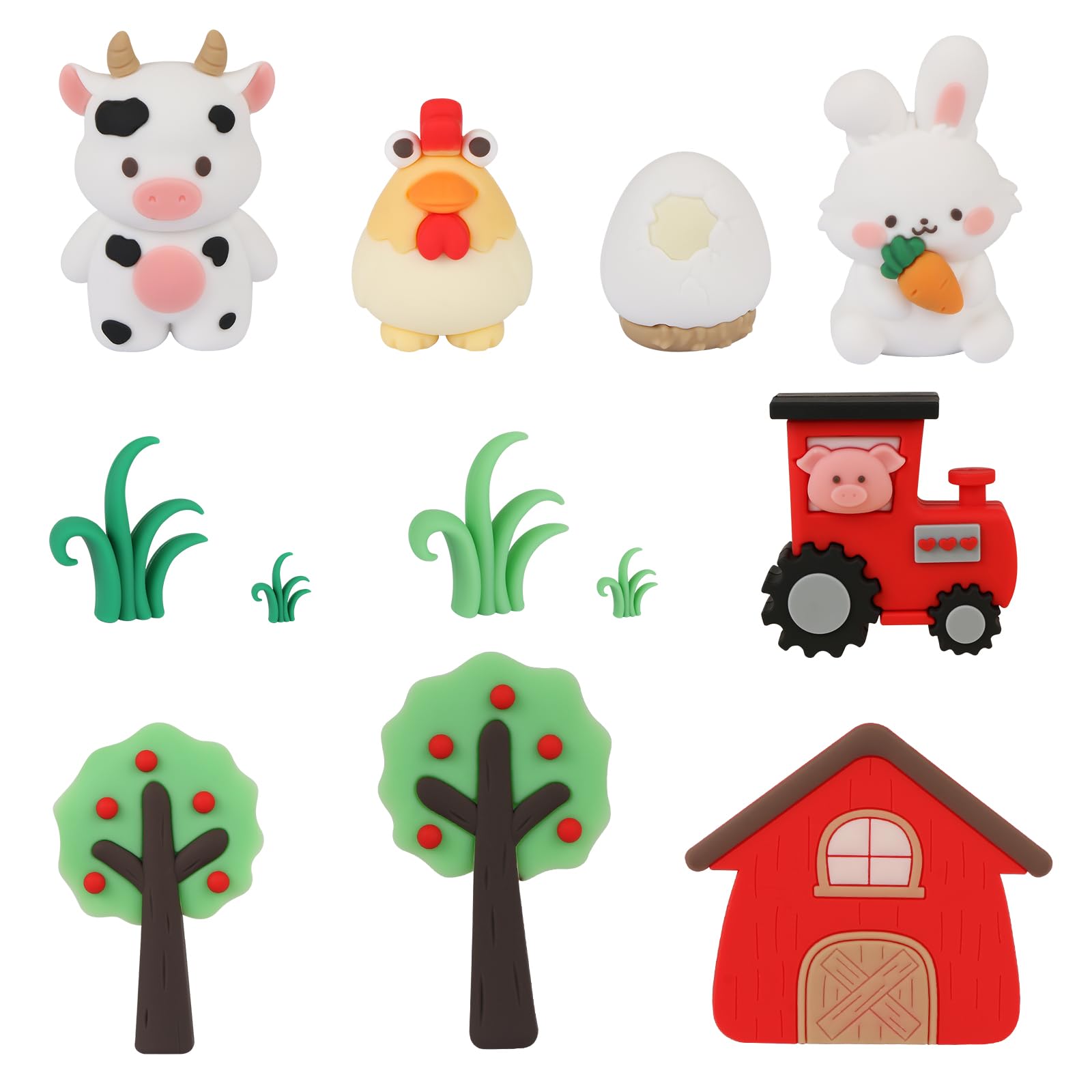 LALASTYLE 12PCS Farm Animal Cake Decoration, Farmhouse Birthday Decorations, Cow Pig Chicken Rabbit Cake Topper Farm Animal Figure for Party Supplies
