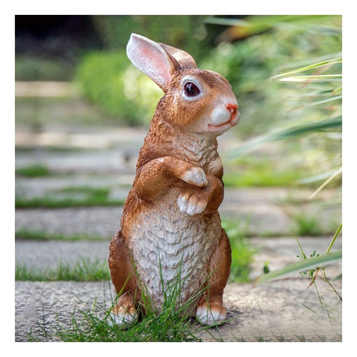 TSKIQQLQ Garden Decor Cute Bunny Garden Statue Figurines Standing Resin Rabbit Animal Statues for Outdoor Gardening Gifts(Brown C)