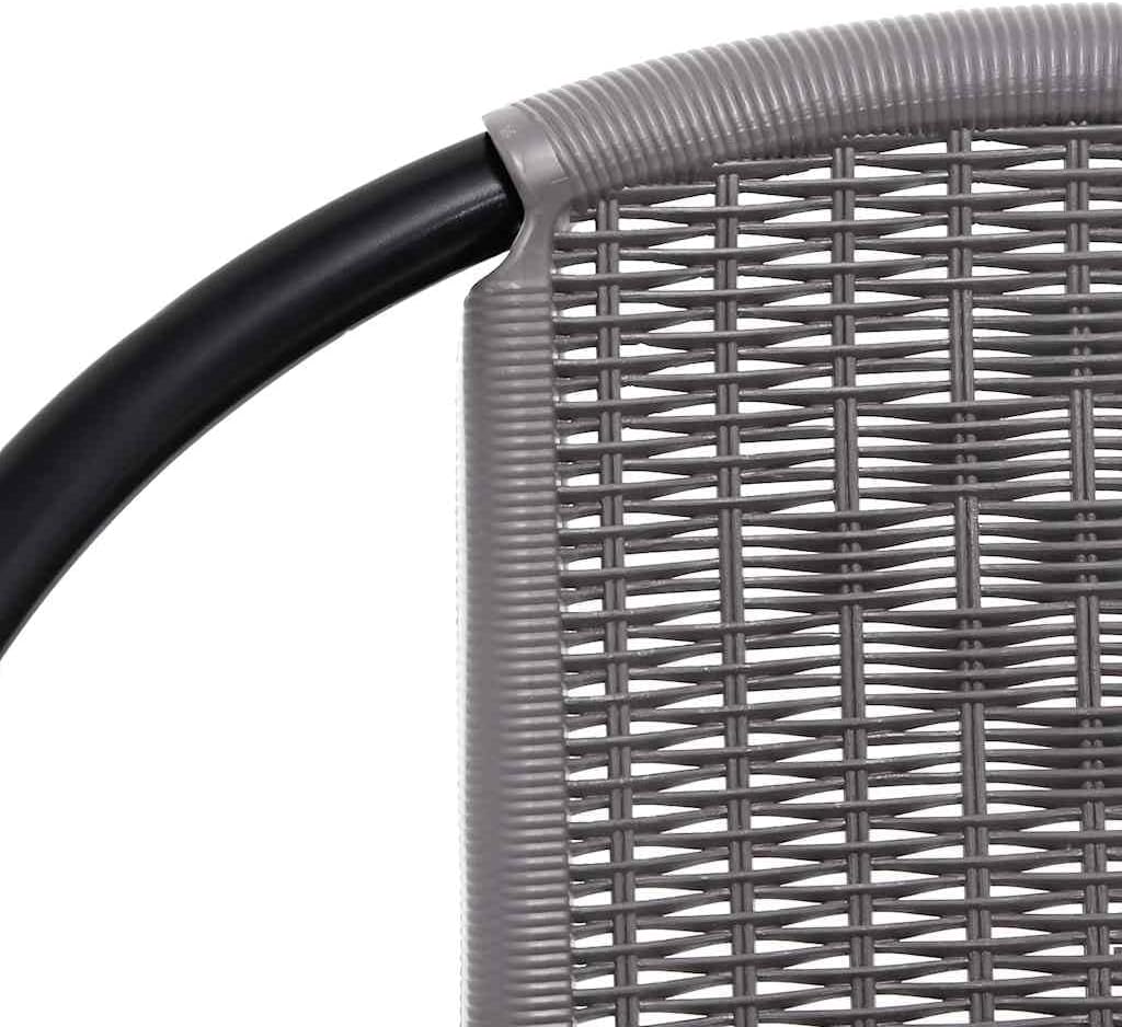 vidaXL Patio Chairs Set of 2 in Black Plastic Rattan with Sturdy Steel Frame - Outdoor Stackable Garden Seating for Decks, Patios, Gardens