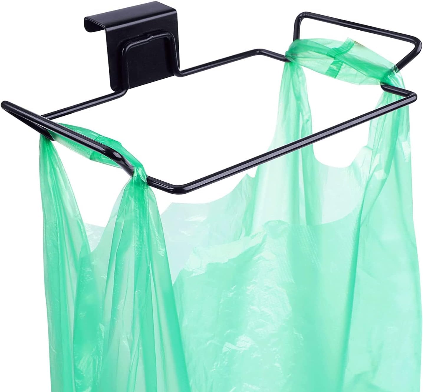 Stainless Steel Trash Bag Holder, Hanging Garbage Plastic Bag Holder for Kitchen Cabinet Doors and Cupboards, Towel Gloves Hanger, Over the Cabinet Door (Steel Trash Bag Holder)