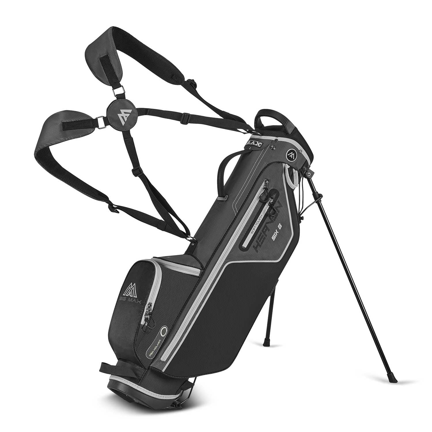 Big Max Heaven Six G Stand Bag 4 Divider, Lightweight Golf Bag with Legs, Standard, Unisex (Black)