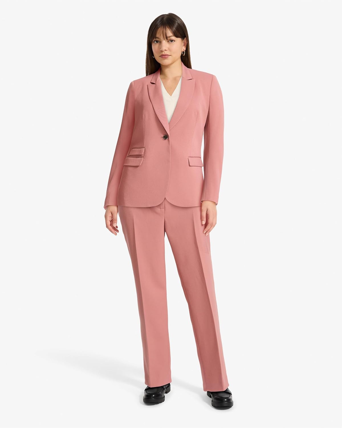 Anne Klein Womens Triple Pocket Twill One Button Blazer - Image 2