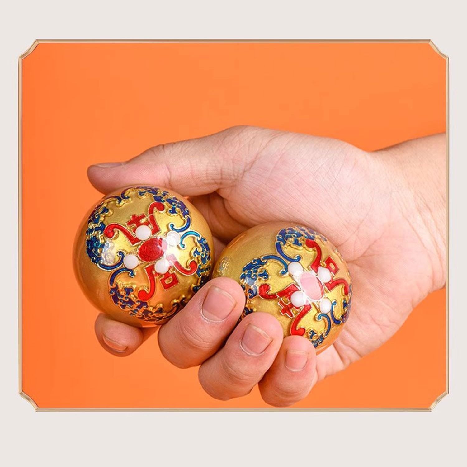 BBAUER palline massaggio pallina antistress palline cinesi Palline cinesi di Baoding Palline da massaggio per esercizi manuali con carillon regalo per genitori(Color:A,Size:)