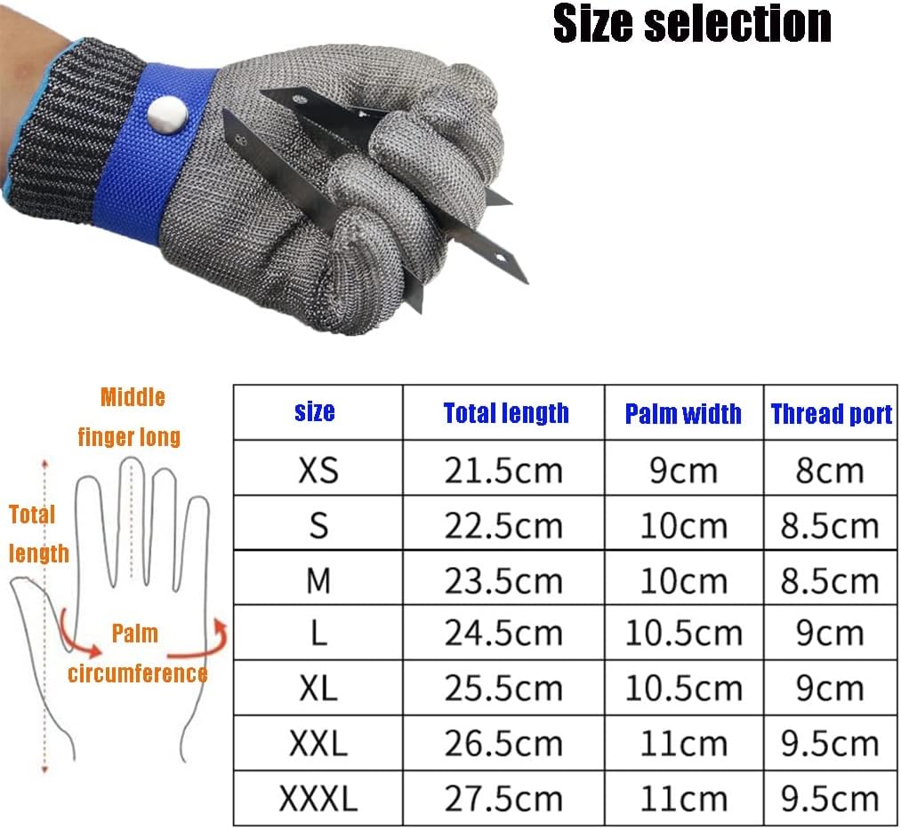 防刃軍手 チェーングローブ キッチン屠殺場ワイヤーカットプルーフグローブ、グレード5保護安全作業手袋、防水、滑り止め、耐摩耗性 (S