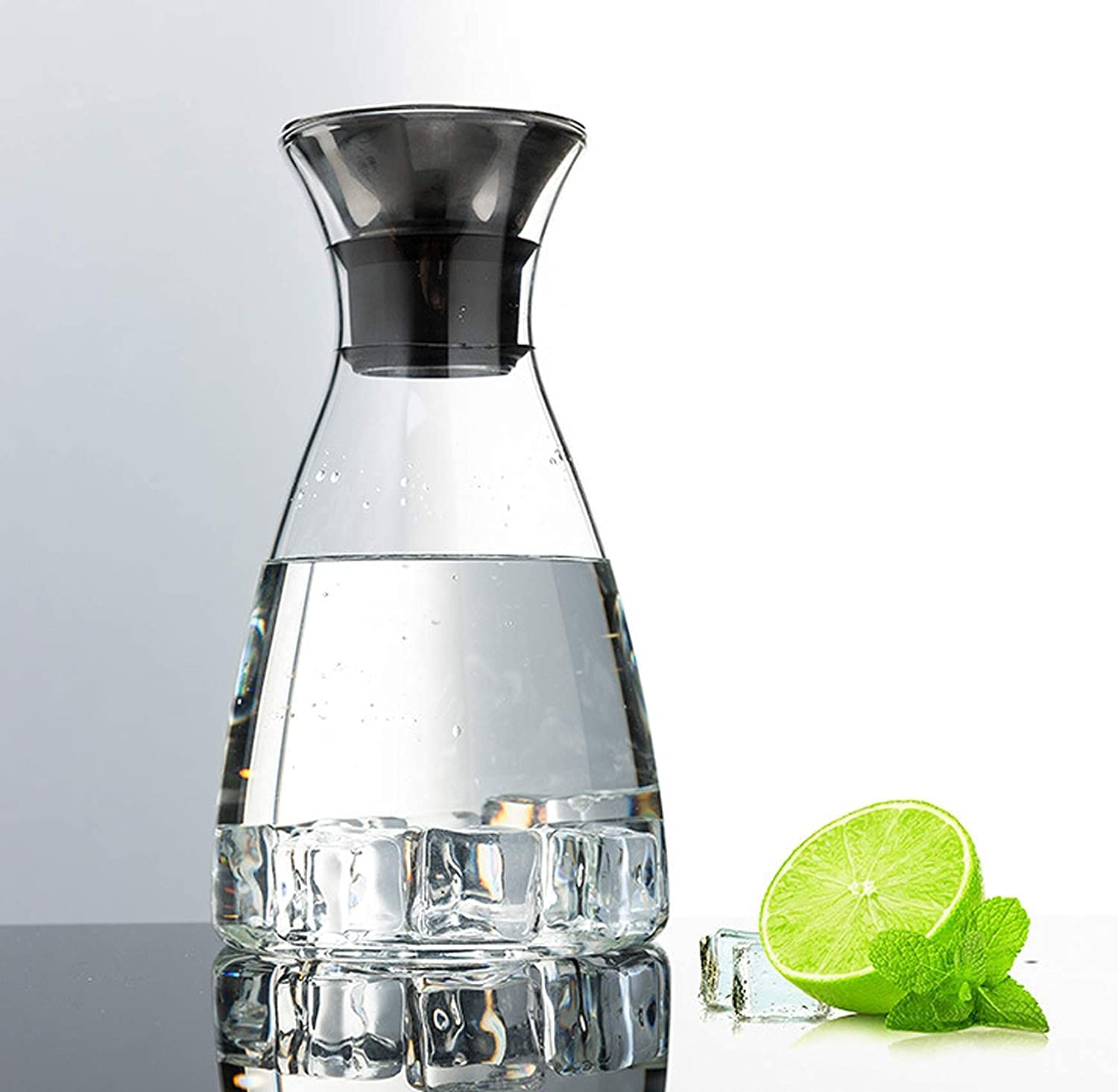 37/54 Oz Glass Drip-free Carafe with Stainless Steel Flip-top Lid, Hot and Cold Glass Water Pitcher, Tea/Coffee Maker, Iced Tea, Beverage Pitcher As Well As for Decanting,Serving Wine (1100ml/37oz)