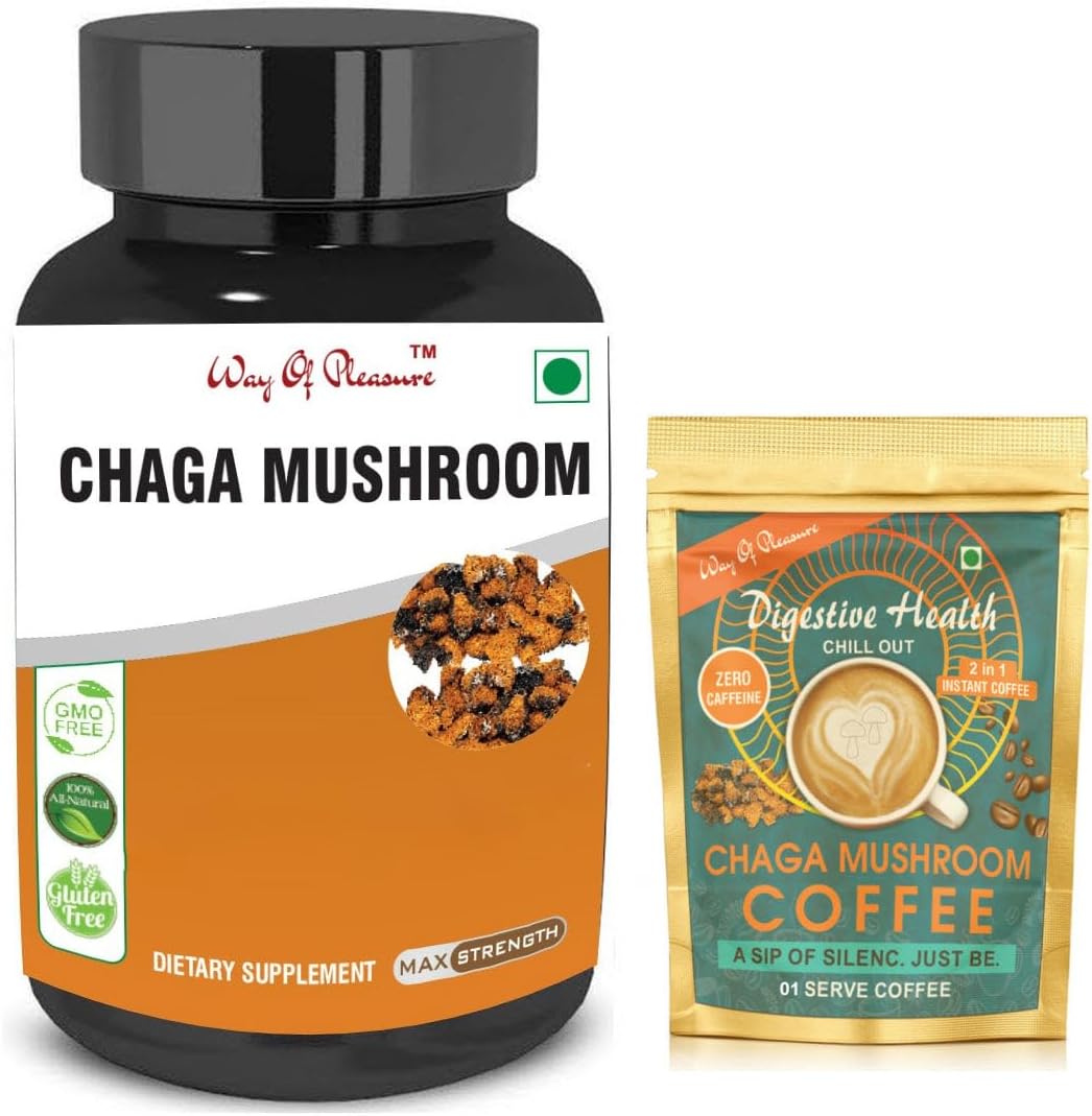 Way Of Pleasure Chaga Mushroom Capsule for Immunity Booster For Men & women (60 Capsule)