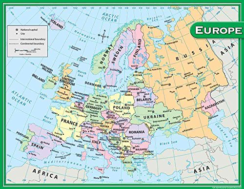 Teacher Created Resources Europe Map Chart, Multi Color (7654)