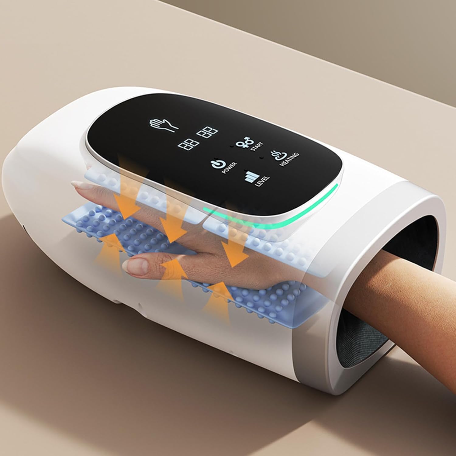 Massaggiatore Manuale Senza Fili, Guanti Massaggianti Con Funzione Di Compressione E Riscaldamento, 3 Modalità Di Massaggio, 3 Livelli Di Intensità, Design Ricaricabile Da 1800 MAh, Per Artrite