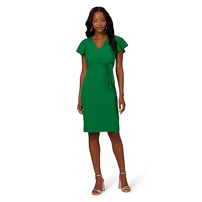 Adrianna Papell Tie Front Flutter Midi Dress Women