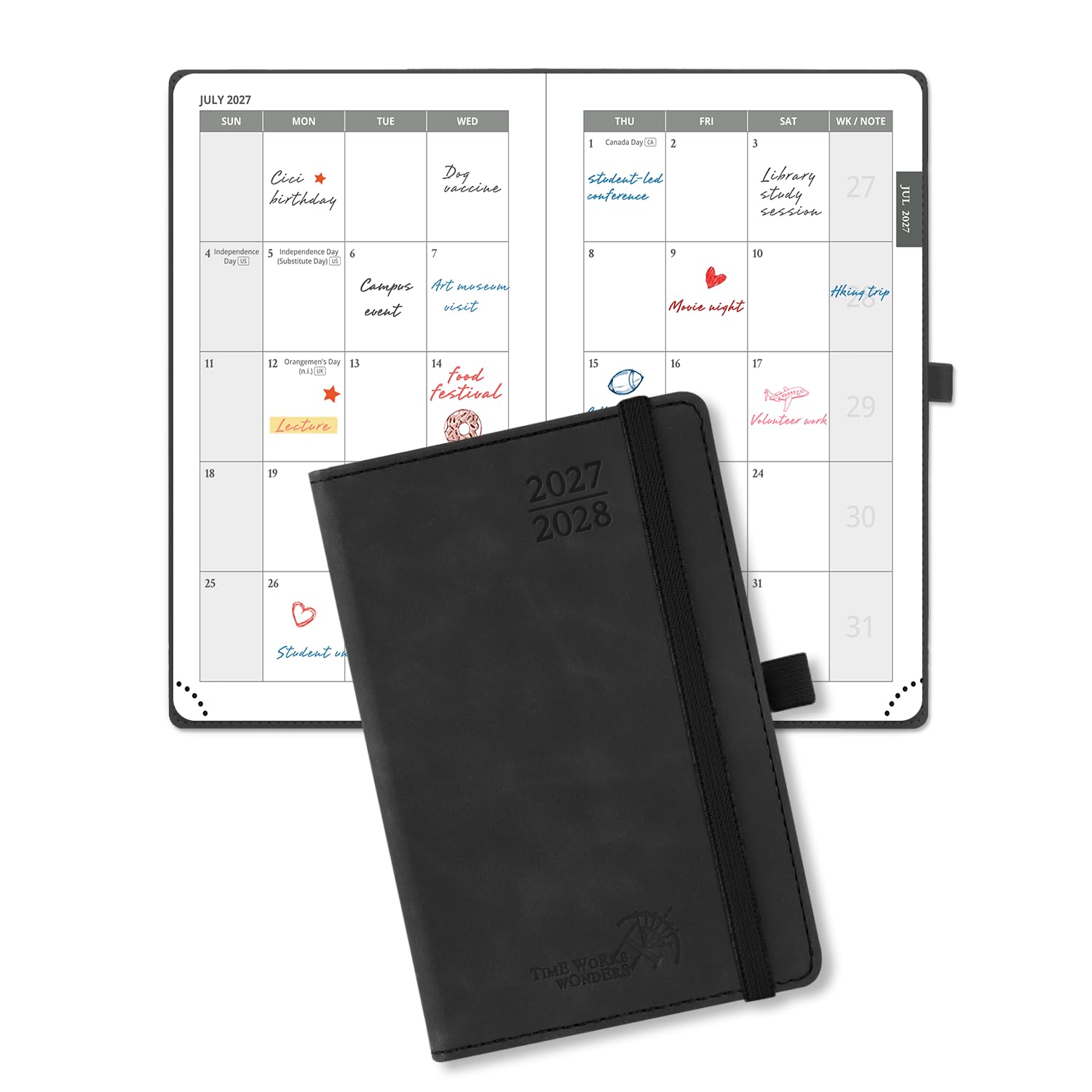 POPRUN 2-Year Monthly Planner 2027 2028, 24 Month Diary Jan 2027-Dec 2028