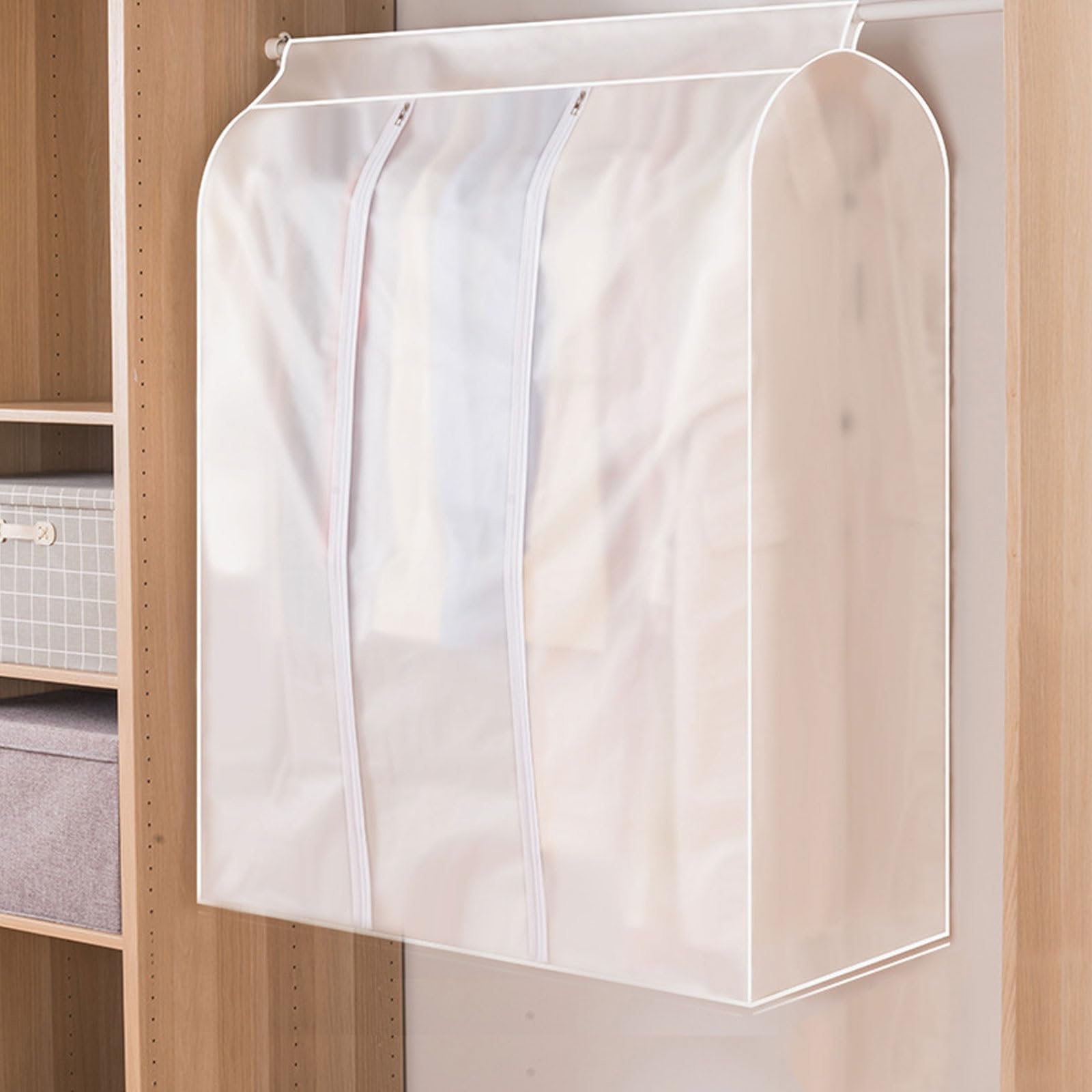 OWOHYG Clear Garment Rack Cover For Hanging Clothes,Breathable And Moisture-Proof,Dust-Proof And Wrinkle-Proof,Thickened Capacity,Suitable For Floor Hangers And Wardrobes.120*D