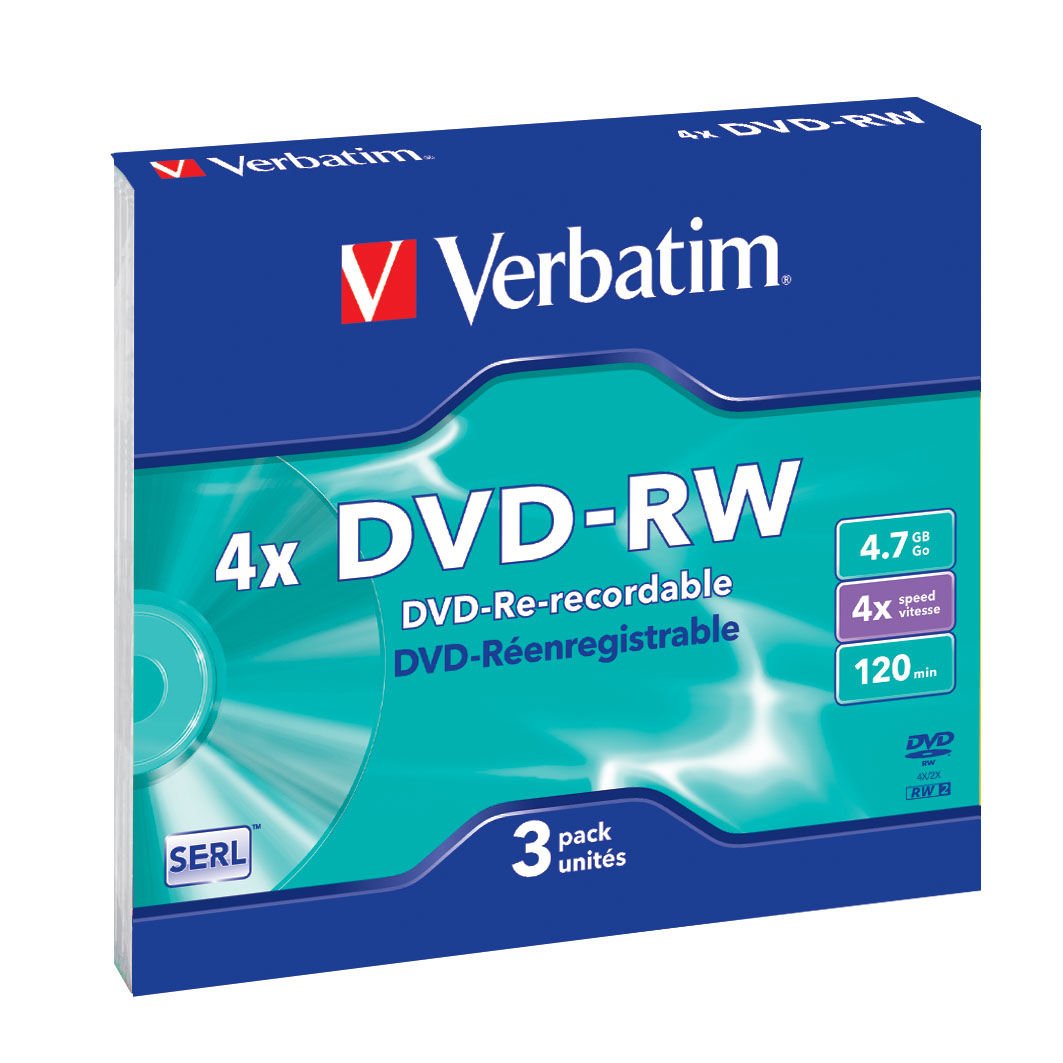 Verbatim DVD-RW 4,7 Go 120 min 4x Boîtier CD étroit
