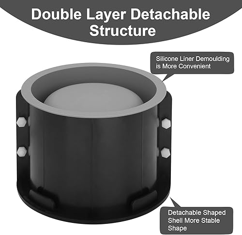 Miniatura 2 de Molde redondo de silicona afilada de 7 pulgadas, moldes de silicona para macetas de hormigón, moldes de cemento de doble capa para hormigón con