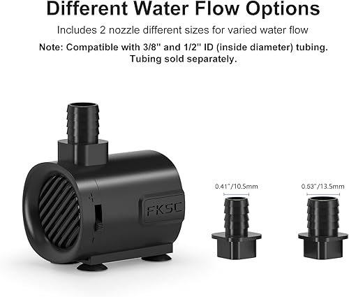 Miniatura 3 de Bomba de agua sumergible de 50 GPH - Bomba de fuente para acuario y pecera Mini, control de flujo ajustable, entrada lateralinferior de doble