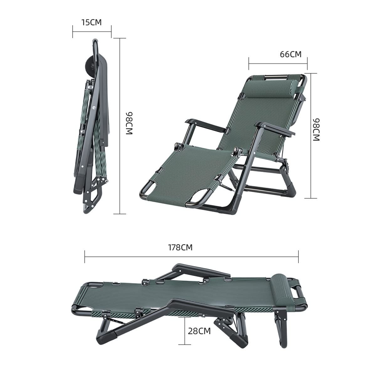 Ergonomiczne składane rozkładane krzesło, wielofunkcyjne składane krzesło wypoczynkowe, przenośne regulowane rozkładane krzesło kempingowe, rozkładane krzesło na patio do użytku wewnątrz i na zewnątrz