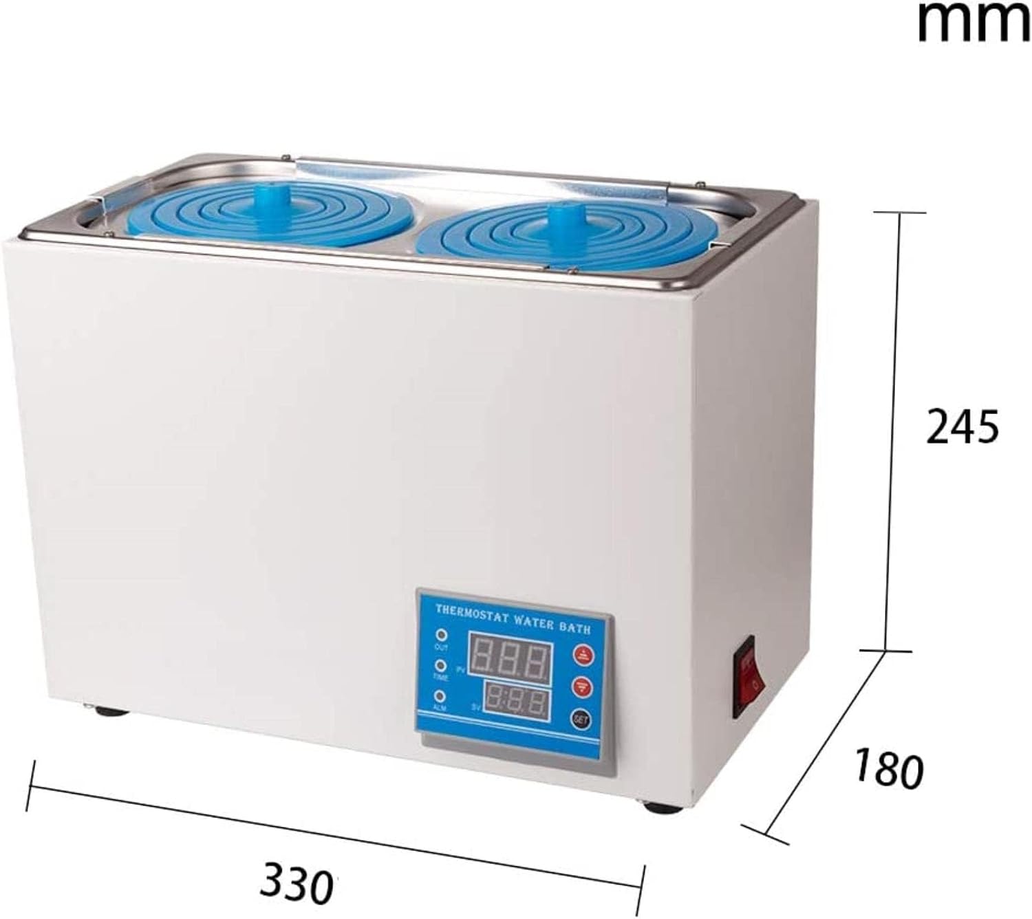 Digital Thermostatic Lab Water Bath Heater, 1/2 Hole Stainless Steel Liner,Digital Lab Water Bath Used for Constant Temperature Heating Water Bath(2*Pot)