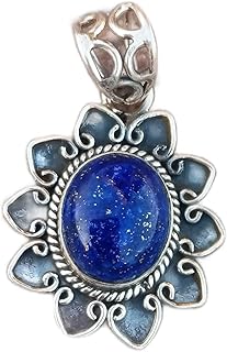 Lapis Lazuli Pendant, 925 Sterling Silver Plated, Oval Stone Pendant, September Birthstone Pendant, Healing Crystal Pendant, Vintage Pendant, Oval Pendant, Boho Pendant, Christmas Gifts