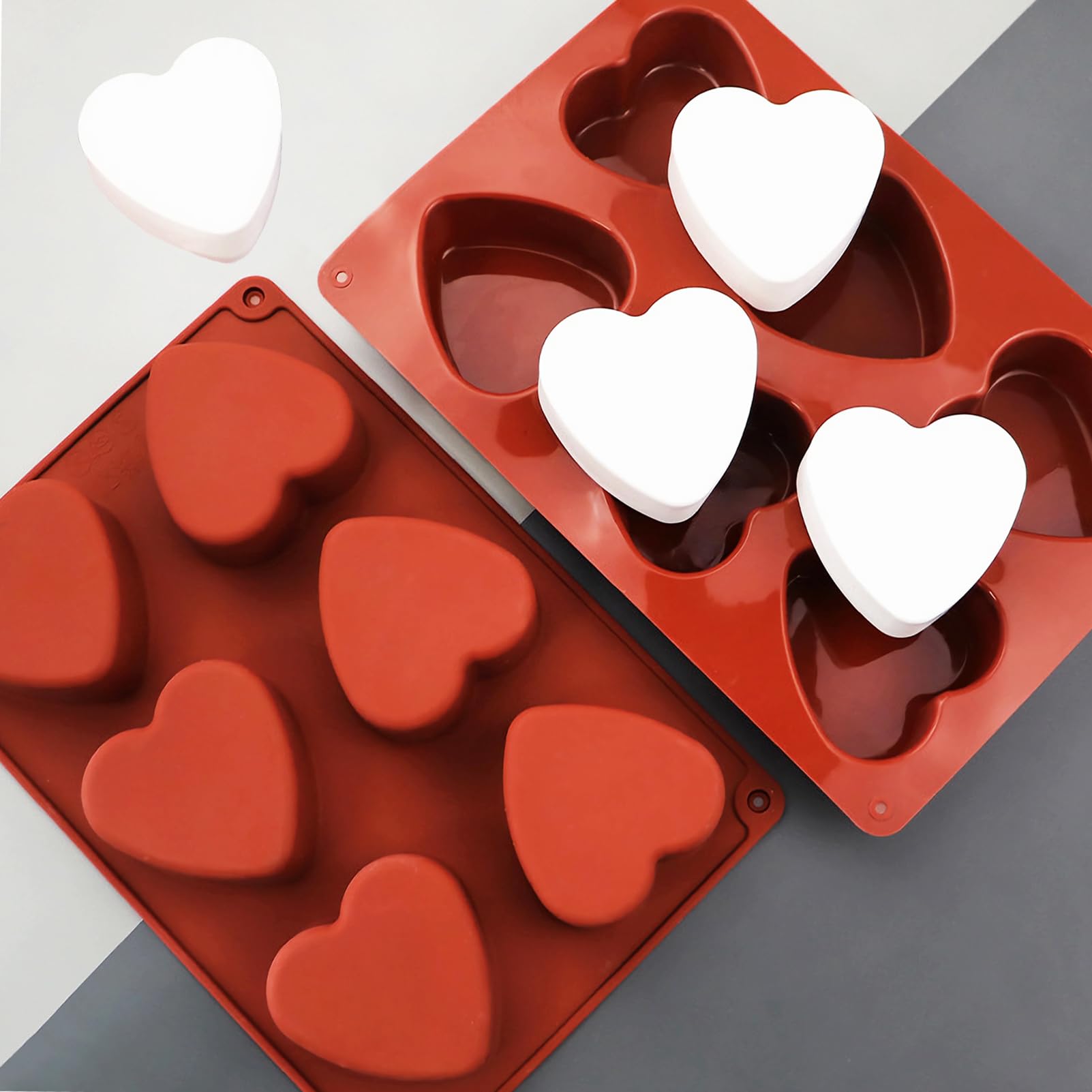 Herzförmige Silikon-Backform Mit 8 Mulden – Für Kuchen, Mousse, Seife, Gelee, 29,5x17 Cm, Weiß