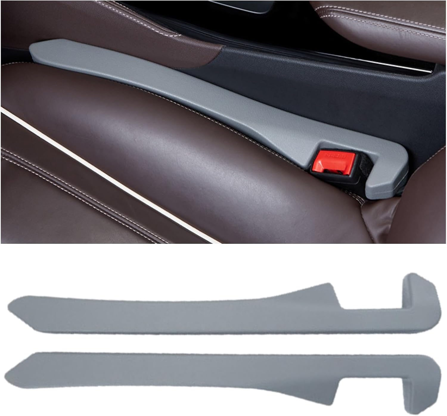 Car Seat Gap Filler 2 Pack, Universal Organizer for Car SUV Truck to Fill The Space Between Seat and Console, Car Seat Blocker and Catcher Prevent Things from Dropping, Easy to Install (Grey)