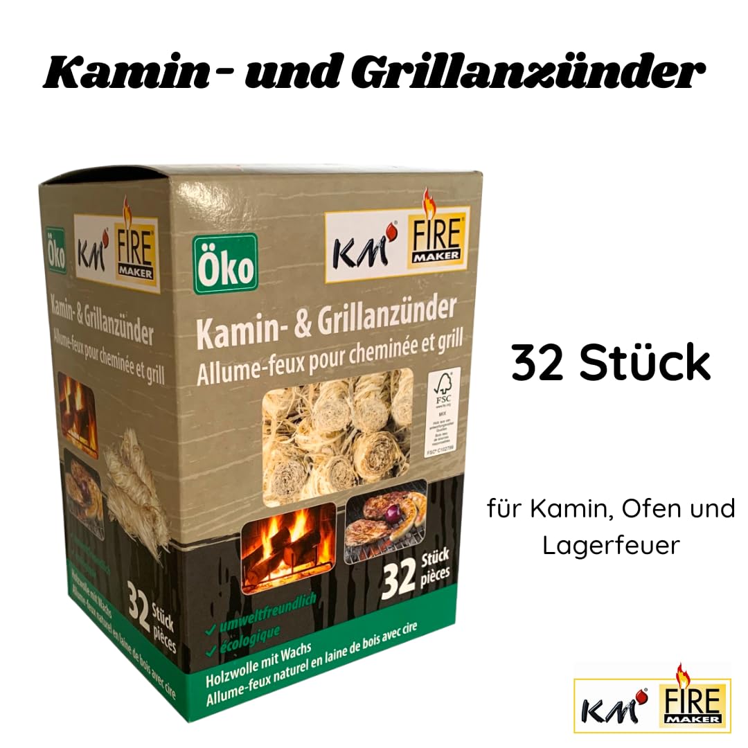 Flower Holzanzündwürfel – 32 Stück, FSC-zertifiziert, Umweltfreundlich, Für Kamin, Ofen & Grill, Schnell Entzündbar