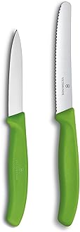 VictorinoxSwiss Classic Paring Knife Set - Includes Exceptional Paring Knife & Utility Knife - Kitchen Knives for Home Essentials - Green Handles, 2-Piece Set
