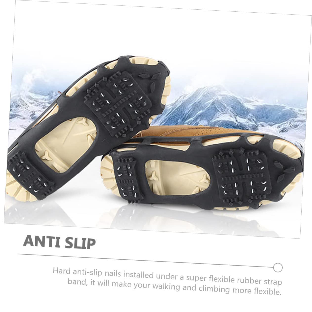 Veemoon 1set Non- Crampon Spikes for Shoes Tooth Ice Grippers for Hiking Climbing Fishing and Outdoor Activities Tep Material Easy to Use for Conditions