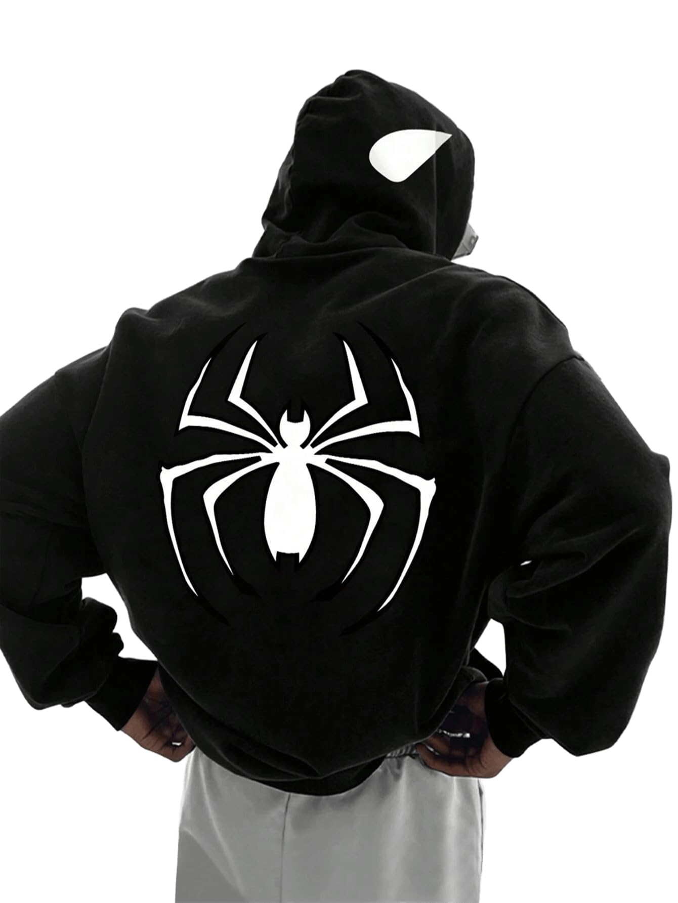 Spider Cap Printed Black Hoodie-image-22