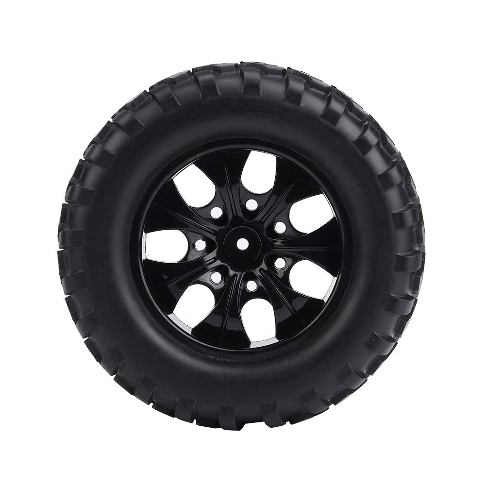 RC1/10 Uniwersalne opony modelowe, zestaw 4 gumowych opon do monster trucka RC, 12mm sześciokątne, czarne (7 otworów)