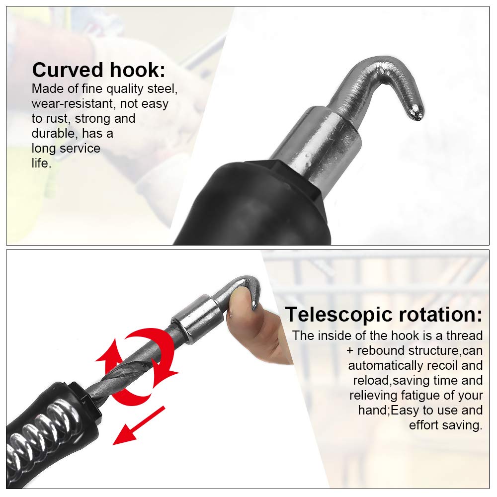 2 Pcs Rebar Wire Twister Semiautomático Trenzador Automático de Cables Twister de Alambre de Refuerzo Mecanismo de Torsión Twister con Mango de Plástico Suave para la Barras de Refuerzo