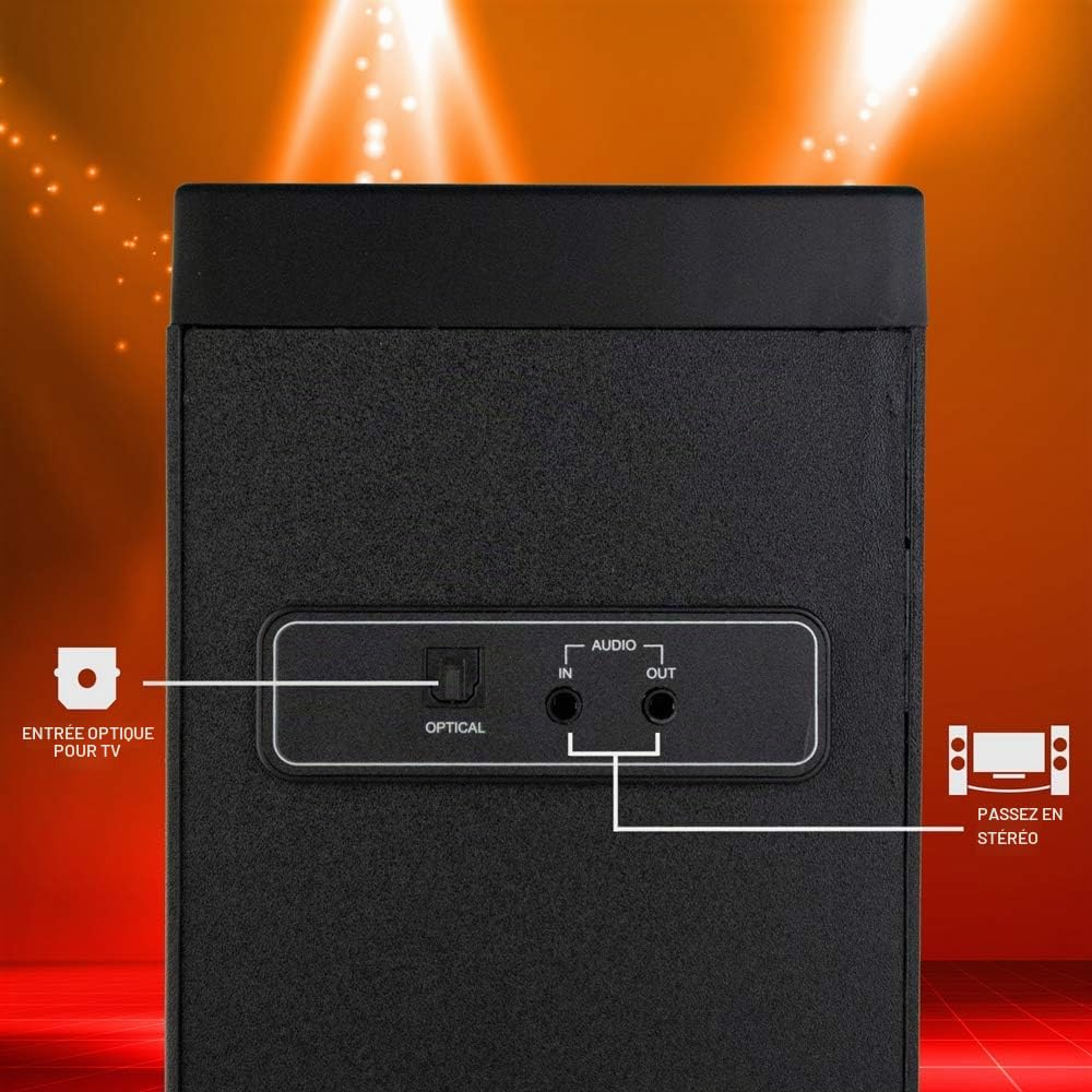 NGS Sky Charm - Tour de Son Bluetooth 50W avec Télécommande, Entrée Optique, USB, Radio FM et AUX in (Couleur Noir)