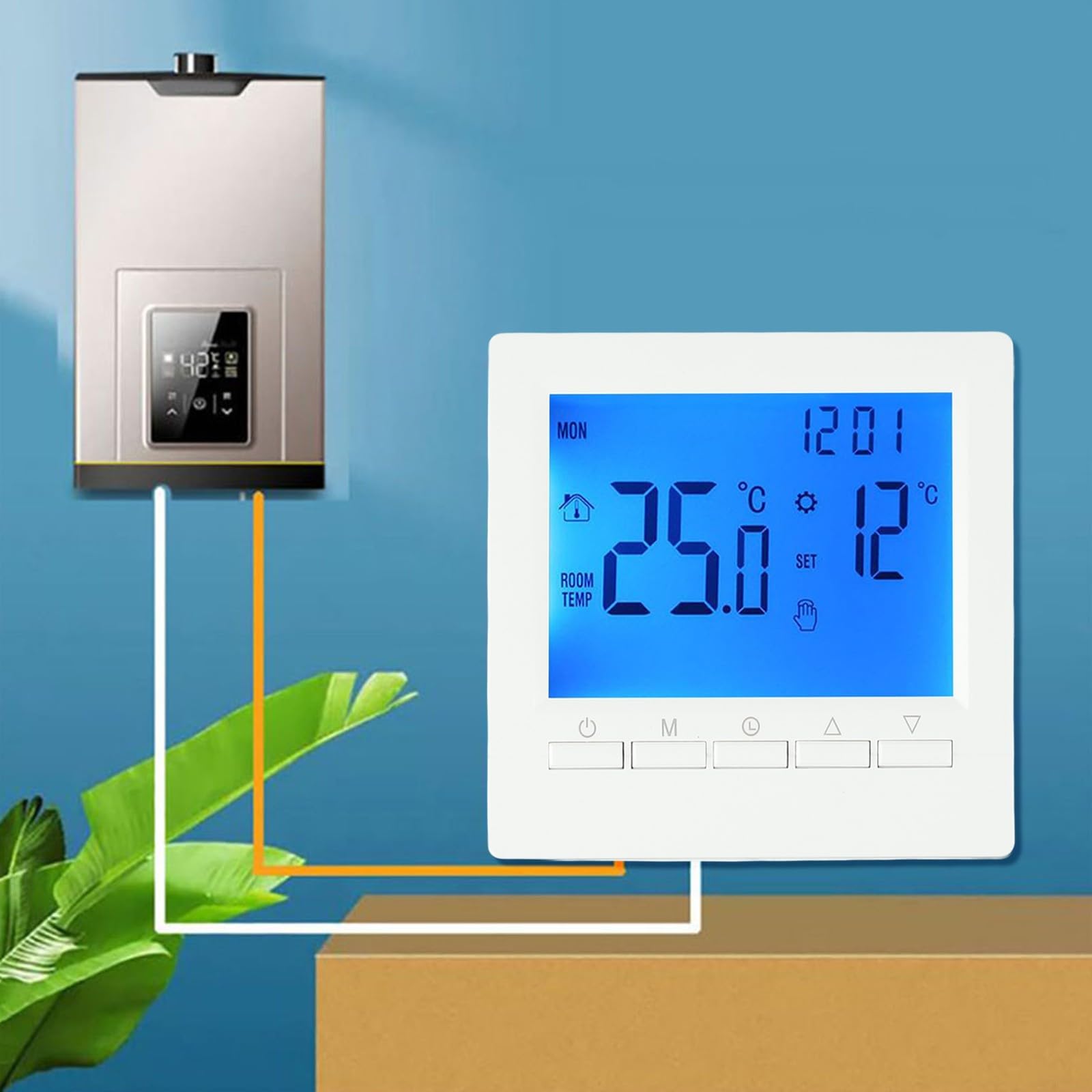 Termostato per Caldaia a Gas Programmabile Termostato Digitale per Casa Display Termostato Digitale per Riscaldamento Domestico con Sicurezza Blocco e Funzione Antigelo