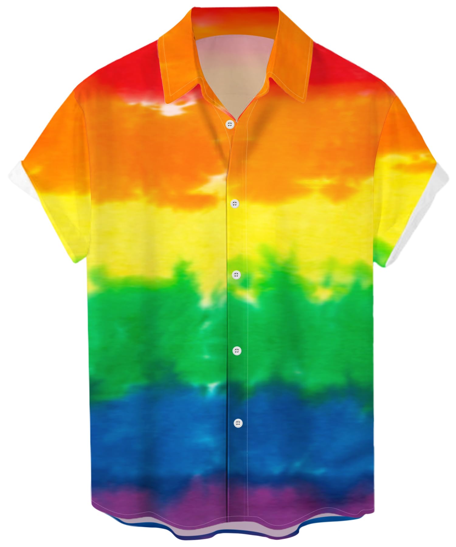 Men's Pride Shirt Short Sleeve Outfits Gay Rainbow LGBT Button Up Shirt